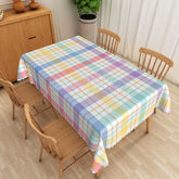 Lofaris Colorful Stripe and Checkered Rectangle Tablecloth for Fun Vibrant Birthday Party Decorations